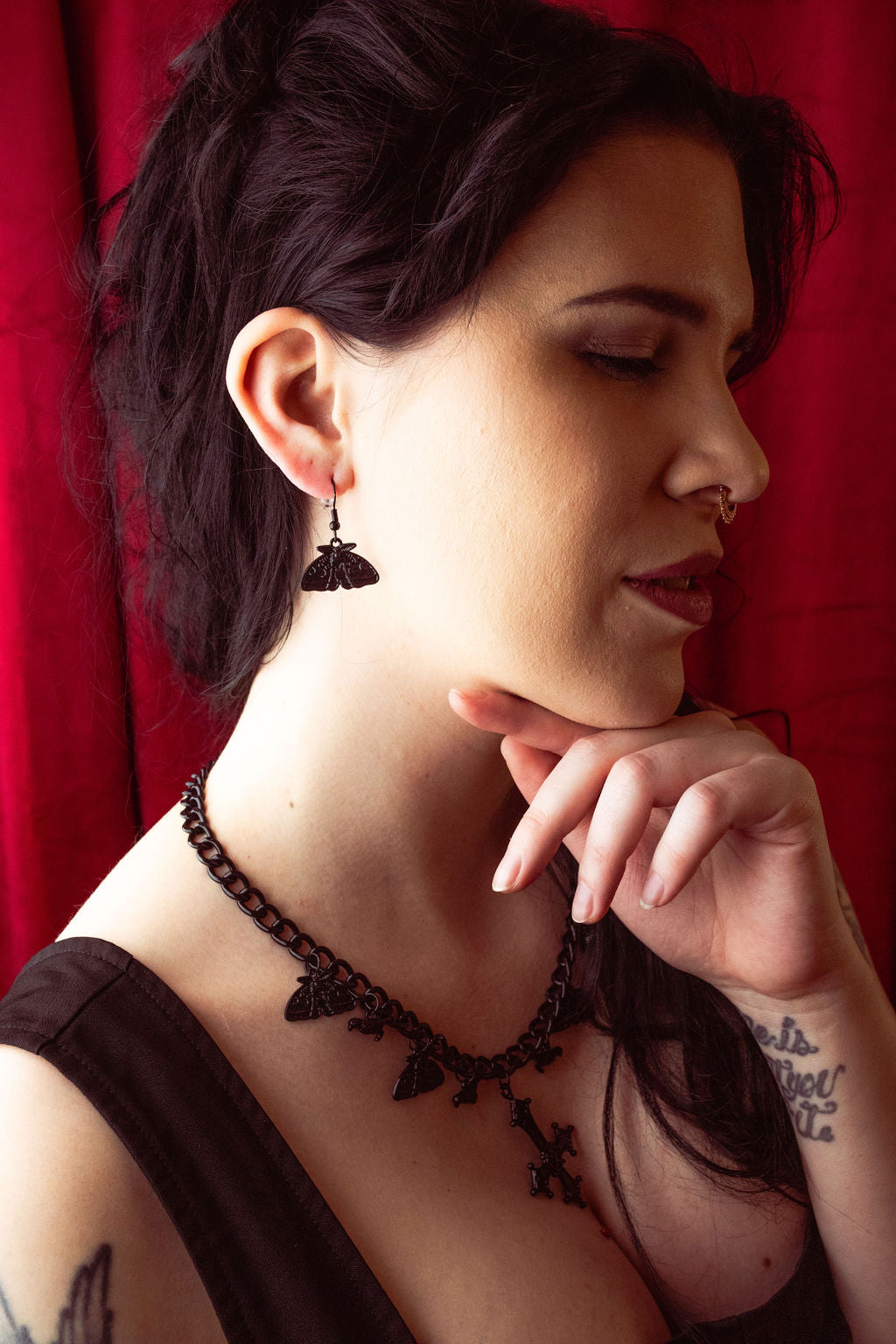 Blackout Lunar Moth Earrings