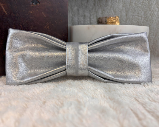 Upcycled Faux Leather Hair Bow Barrette