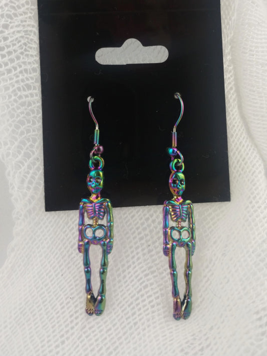 Gay Goth Gang Rainbow Skeleton Earrings