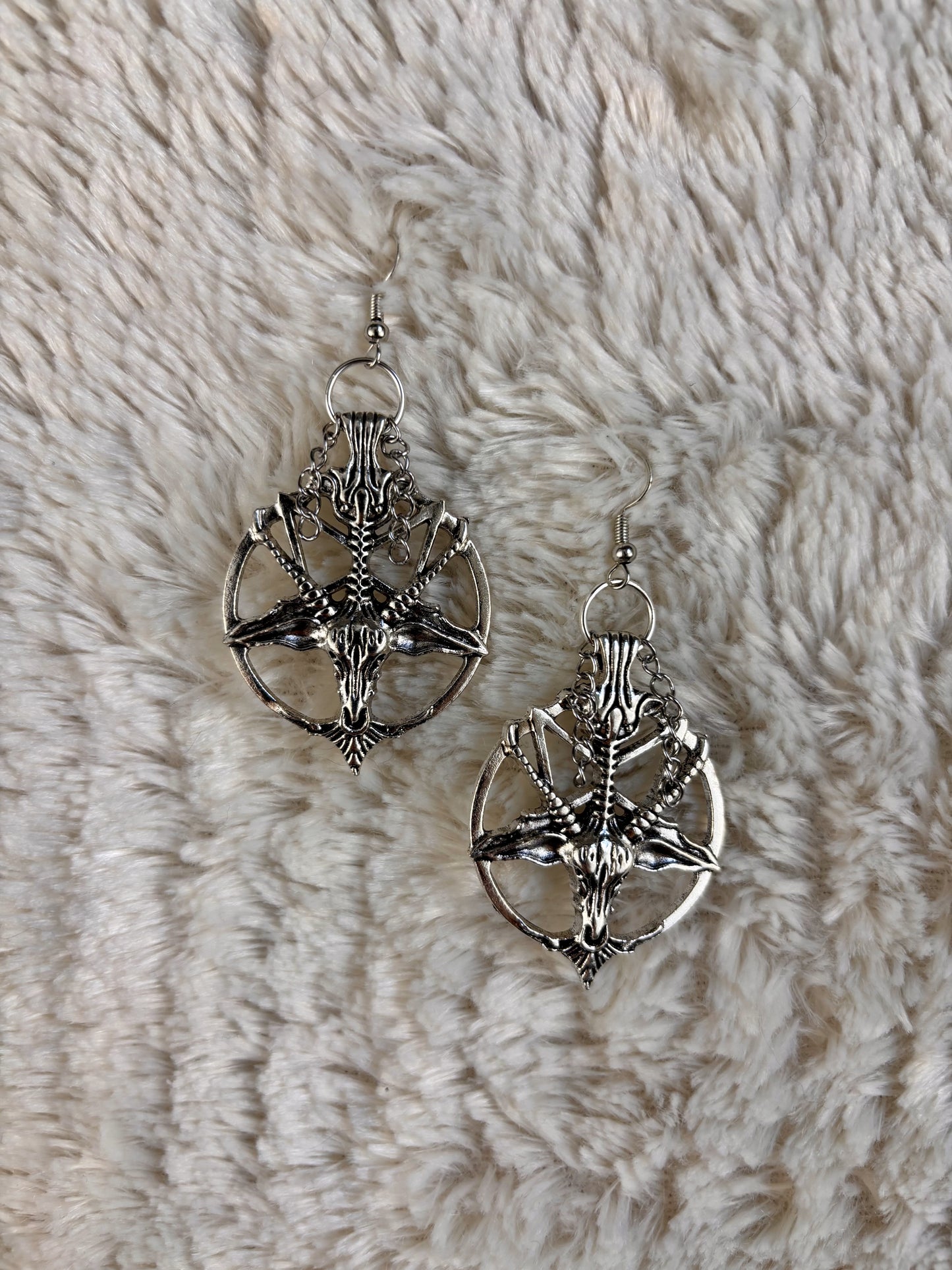 Baphomet Earrings - Large Silver