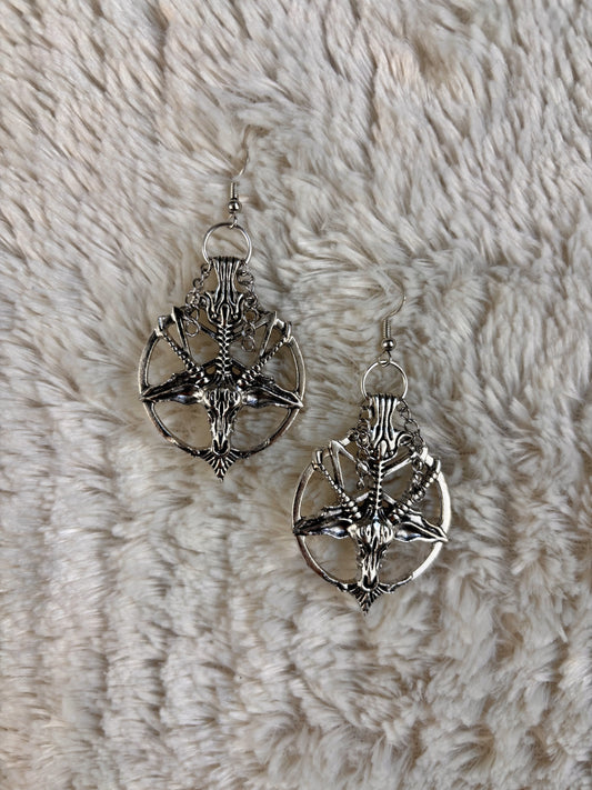 Baphomet Earrings - Large Silver