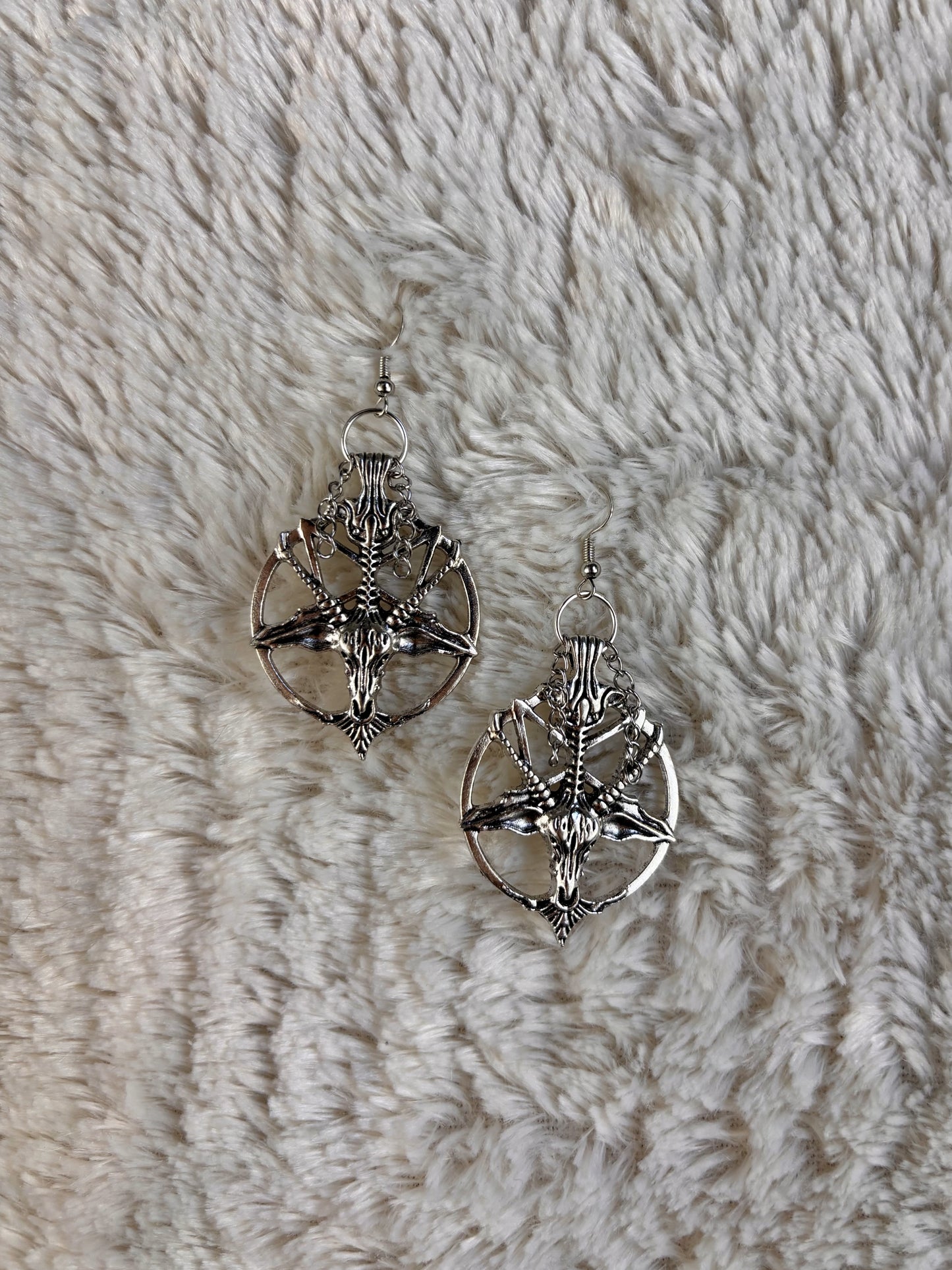 Baphomet Earrings - Large Silver